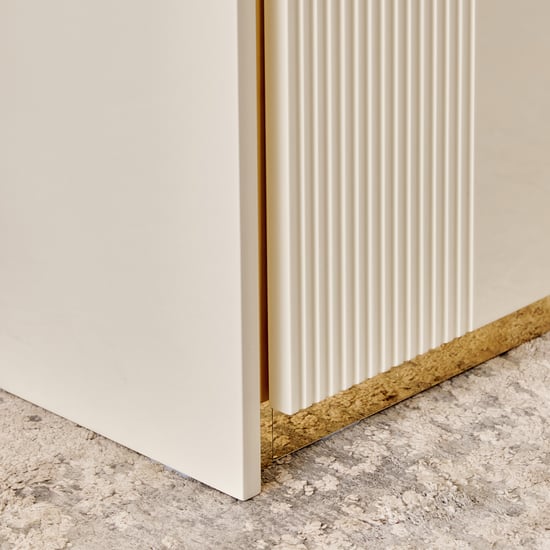 Modern Radiance 4-Door Wardrobe with Mirrors - Cream