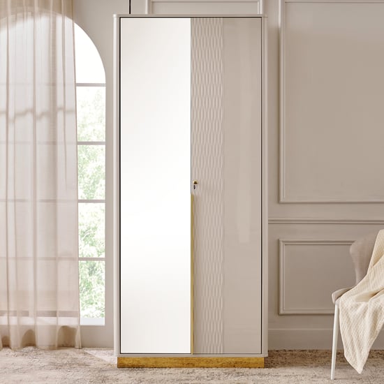 Vegas 2-Door Wardrobe with Mirror - Grey