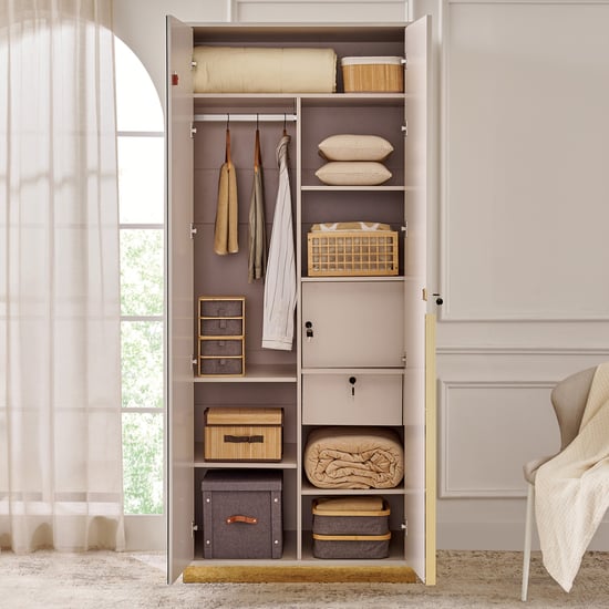 Vegas 2-Door Wardrobe with Mirror - Grey
