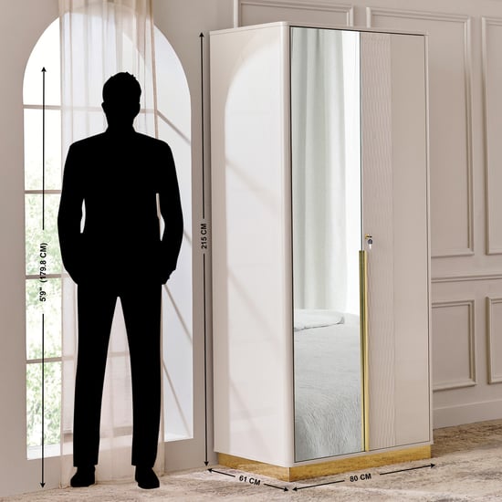 Vegas 2-Door Wardrobe with Mirror - Grey