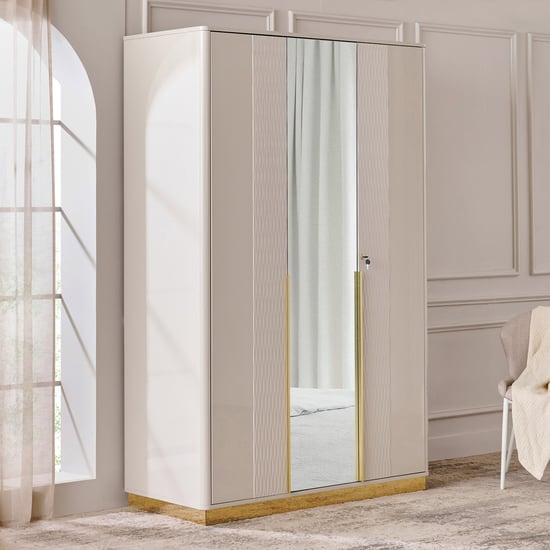 Vegas 3-Door Wardrobe with Mirror - Grey