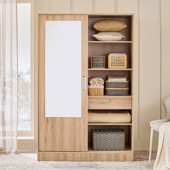 Helios Alton 2-Door Sliding Wardrobe with Mirror - Oak