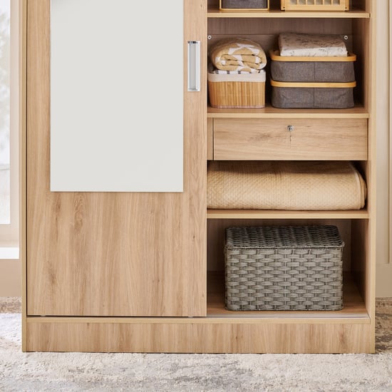 Helios Alton 2-Door Sliding Wardrobe with Mirror - Oak