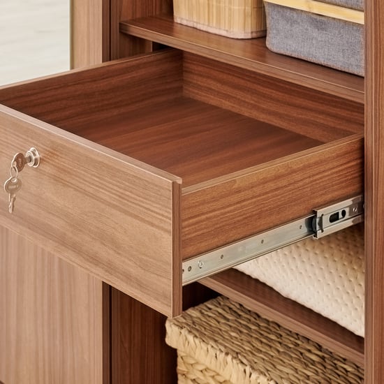 Helios Alton 2-Door Sliding Wardrobe with Mirror - Walnut