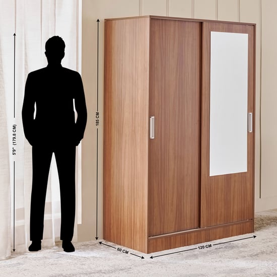 Helios Alton 2-Door Sliding Wardrobe with Mirror - Walnut