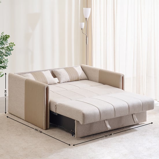 Bogota NXT Fabric 2-Seater Sofa Bed with Cushions - Beige