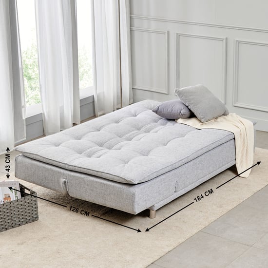 Claudia Fabric 3-Seater Sofa Bed cum Lounger - Grey