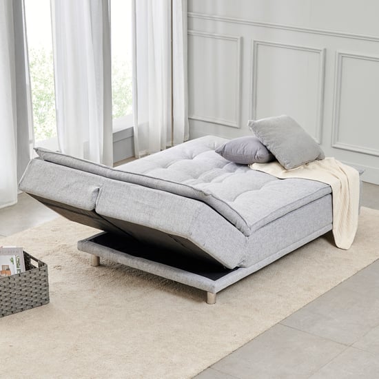 Claudia Fabric 3-Seater Sofa Bed cum Lounger - Grey