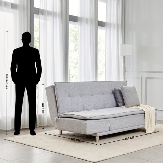 Claudia Fabric 3-Seater Sofa Bed cum Lounger - Grey