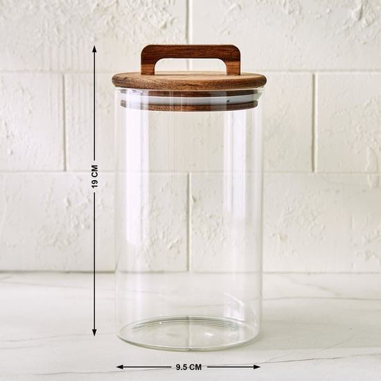Chefs Pride Marcus Borosilicate Glass Jar with Acacia Wood Lid - 1L