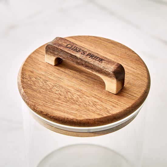 Chefs Pride Marcus Borosilicate Glass Jar with Acacia Wood Lid - 750ml