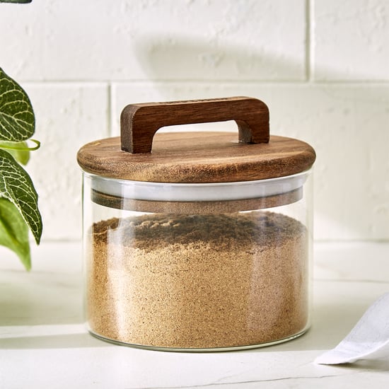 Chefs Pride Marcus Borosilicate Glass Jar with Acacia Wood Lid - 400ml
