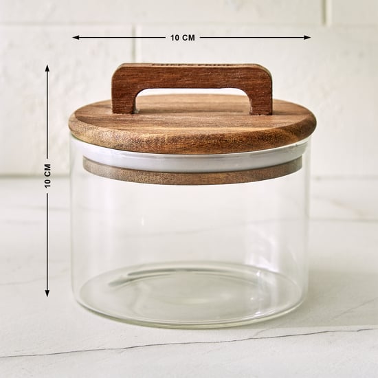 Chefs Pride Marcus Borosilicate Glass Jar with Acacia Wood Lid - 400ml