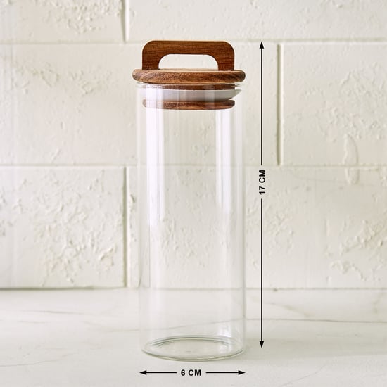 Chefs Pride Marcus Borosilicate Glass Jar with Acacia Wood Lid - 350ml