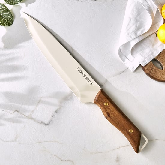 Chef's Pride Hampton Stainless Steel Chef Knife with Acacia Wood Handle