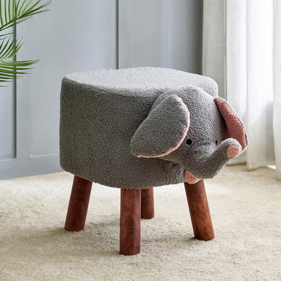 Peaches Fabric Elephant Pouffe - Grey