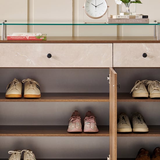 Addison 18 Pair Shoe Cabinet with Drawers - Walnut