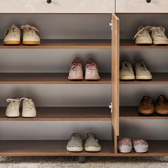 Addison 18 Pair Shoe Cabinet with Drawers - Walnut