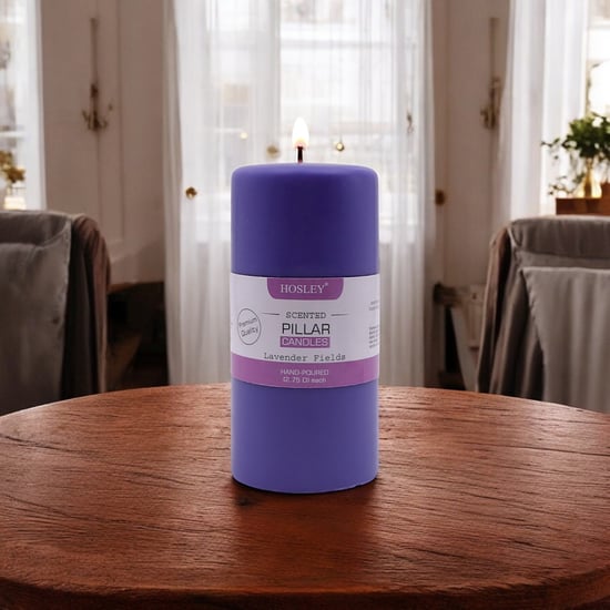 HOSLEY Lavender Fields Scented Pillar Candle