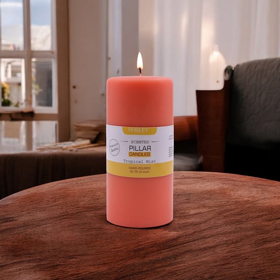 HOSLEY Tropical Mist Scented Pillar Candles