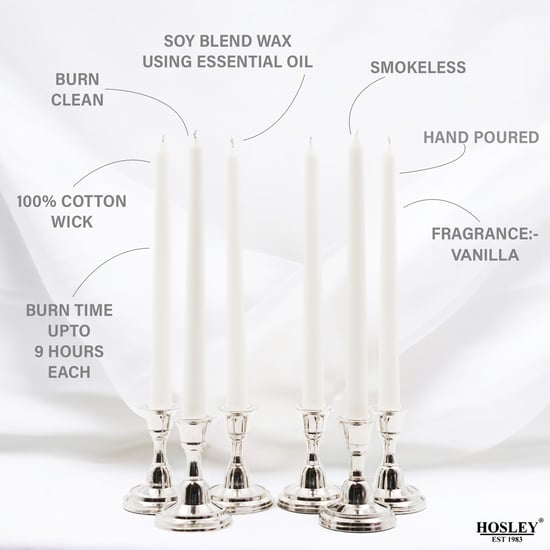 HOSLEY Pack of 6 Vanilla Scented Taper Candles
