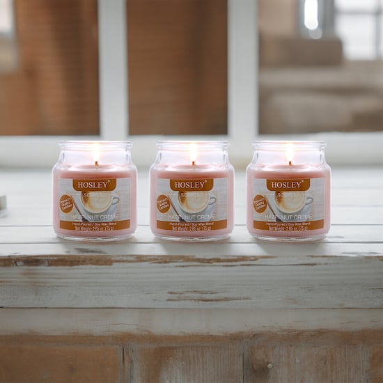 HOSLEY Set of 3 Hazelnut Creme Scented Jar Candles