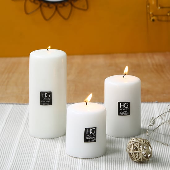 HOSLEY Set of 3 Unscented Pillar Candles