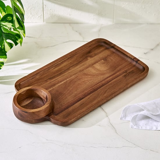 Chef's Pride Marion Acacia Wood Chip and Dip Platter