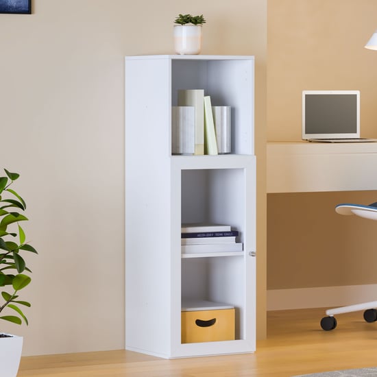 Helios Soho 1-Glass Door Book Cabinet - White