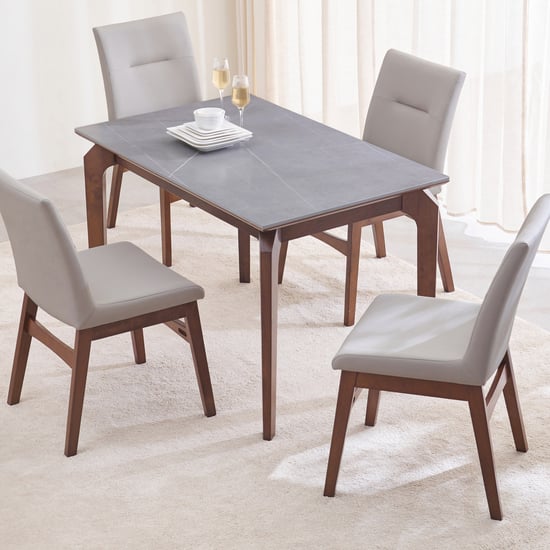 Falcon Ceramic Top 4-Seater Dining Set with Chairs - Grey