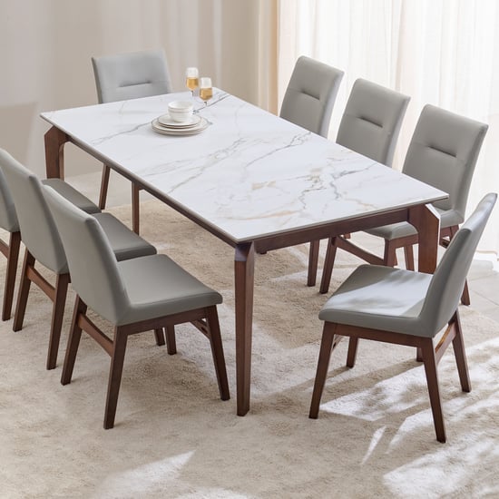 Falcon Ceramic Top 6-Seater Dining Set with Chairs - White