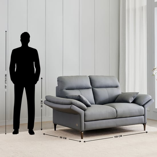 Terraroza Half Leather 3+2 Seater Sofa Set with Cushions - Grey