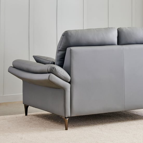 Terraroza Half Leather 3+1+1 Seater Sofa Set with Cushions - Grey