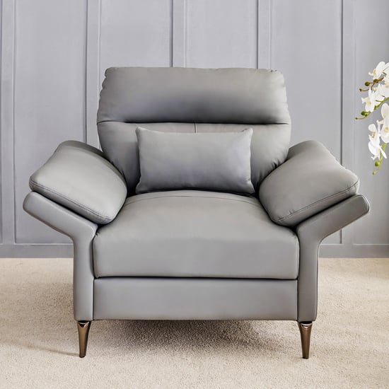Terraroza Half Leather 3+1+1 Seater Sofa Set with Cushions - Grey
