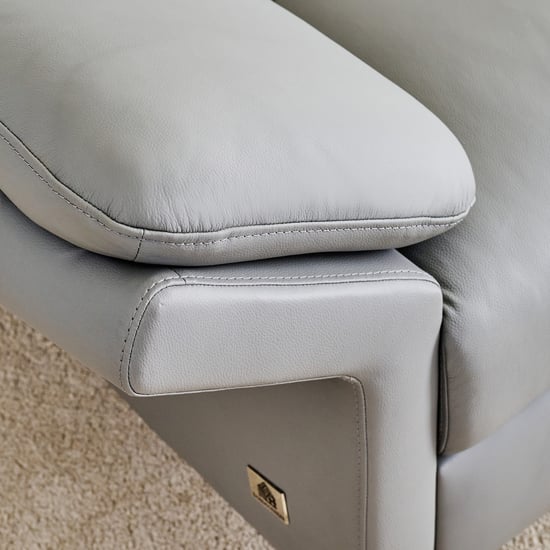 Terraroza Half Leather 3+1+1 Seater Sofa Set with Cushions - Grey