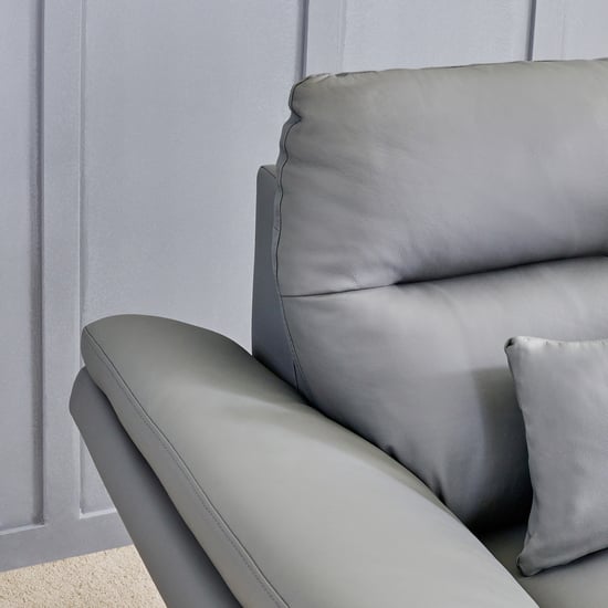 Terraroza Half Leather 3+1+1 Seater Sofa Set with Cushions - Grey