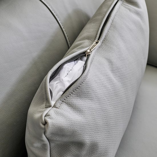 Terraroza Half Leather 3+1+1 Seater Sofa Set with Cushions - Grey