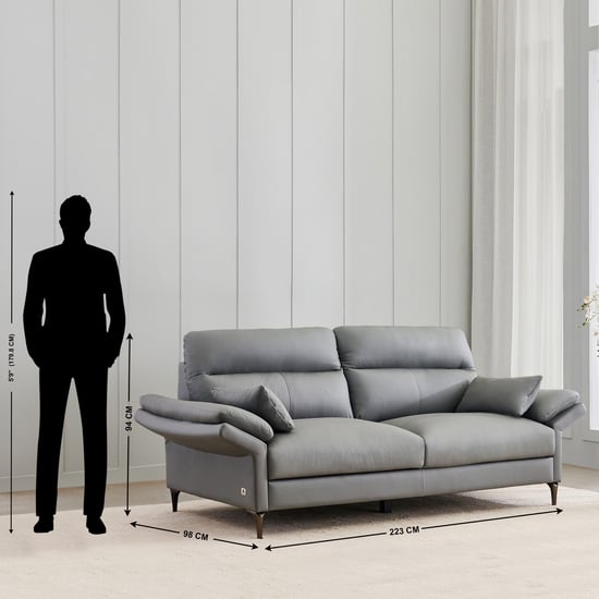 Terraroza Half Leather 3+1+1 Seater Sofa Set with Cushions - Grey
