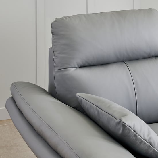 Terraroza Half Leather 3+1+1 Seater Sofa Set with Cushions - Grey