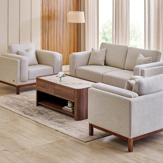 Lansbury Fabric 3+1+1 Seater Sofa Set with Cushions - Beige
