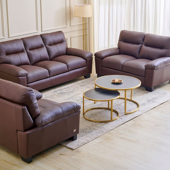 Winchester NXT Half Leather 3+2+1 Seater Sofa Set - Brown