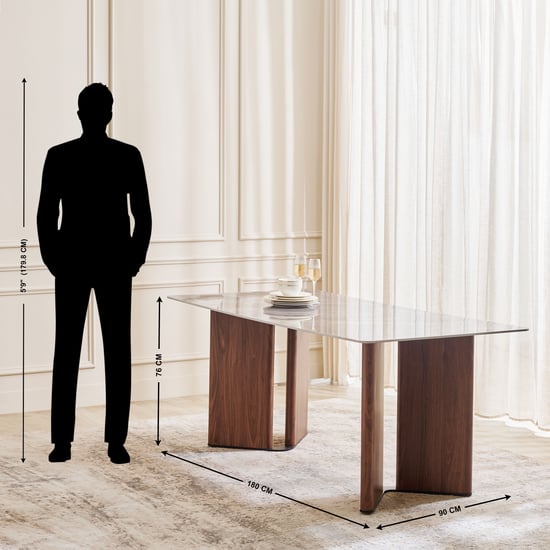 Leyton Sintered Stone Top 6-Seater Dining Set with Chairs - Brown