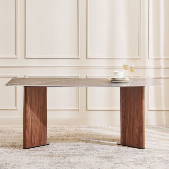 Leyton Sintered Stone Top 6-Seater Dining Set with Chairs - Brown