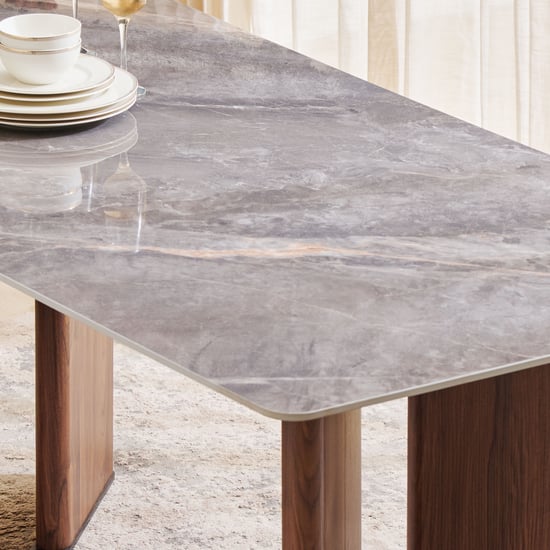 Leyton Sintered Stone Top 6-Seater Dining Set with Chairs - Brown