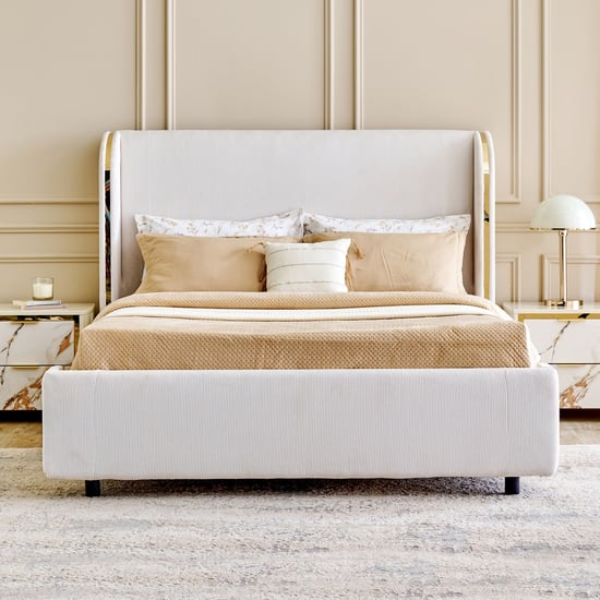 Modern Radiance Queen Bed with Hydraulic Storage - Cream