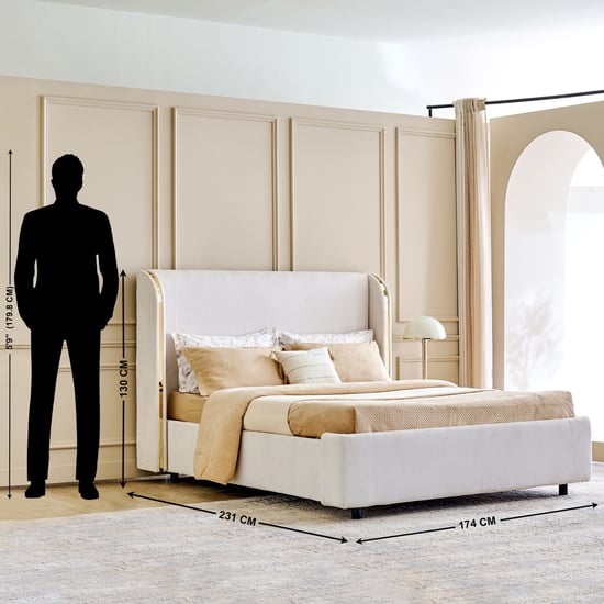 Modern Radiance Queen Bed with Hydraulic Storage - Cream