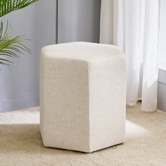 Hex Fabric Ottoman - Beige