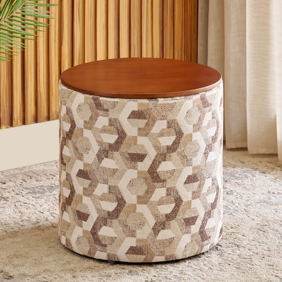 Meika Fabric Ottoman with Storage - Brown