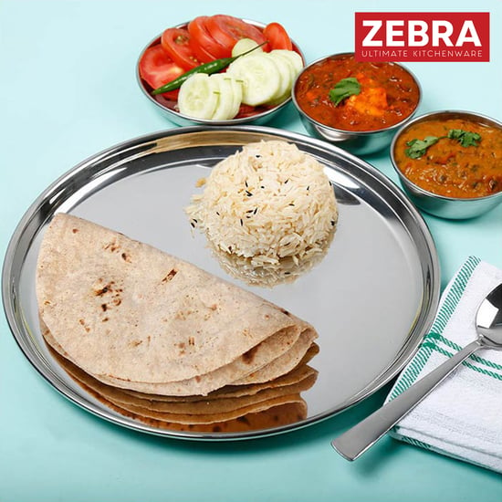 ZEBRA Set of 4 Stainless Steel Dinner Plates - 27.6 cm