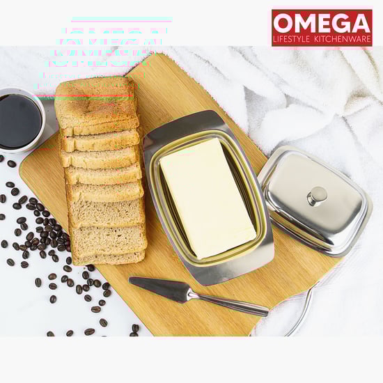 OMEGA Stainless Steel Butter Dish with Butter Knife